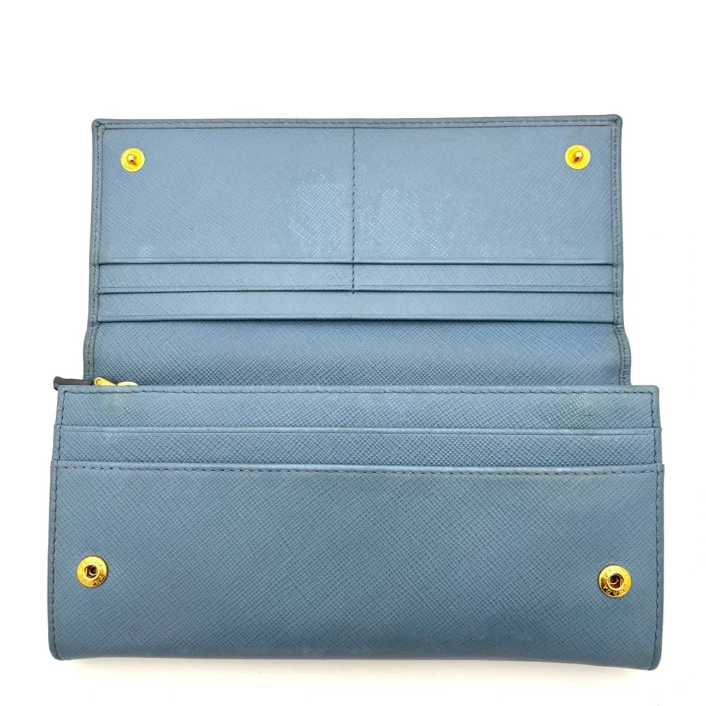 Prada Light‎ Blue Saffiano Leather Wallet